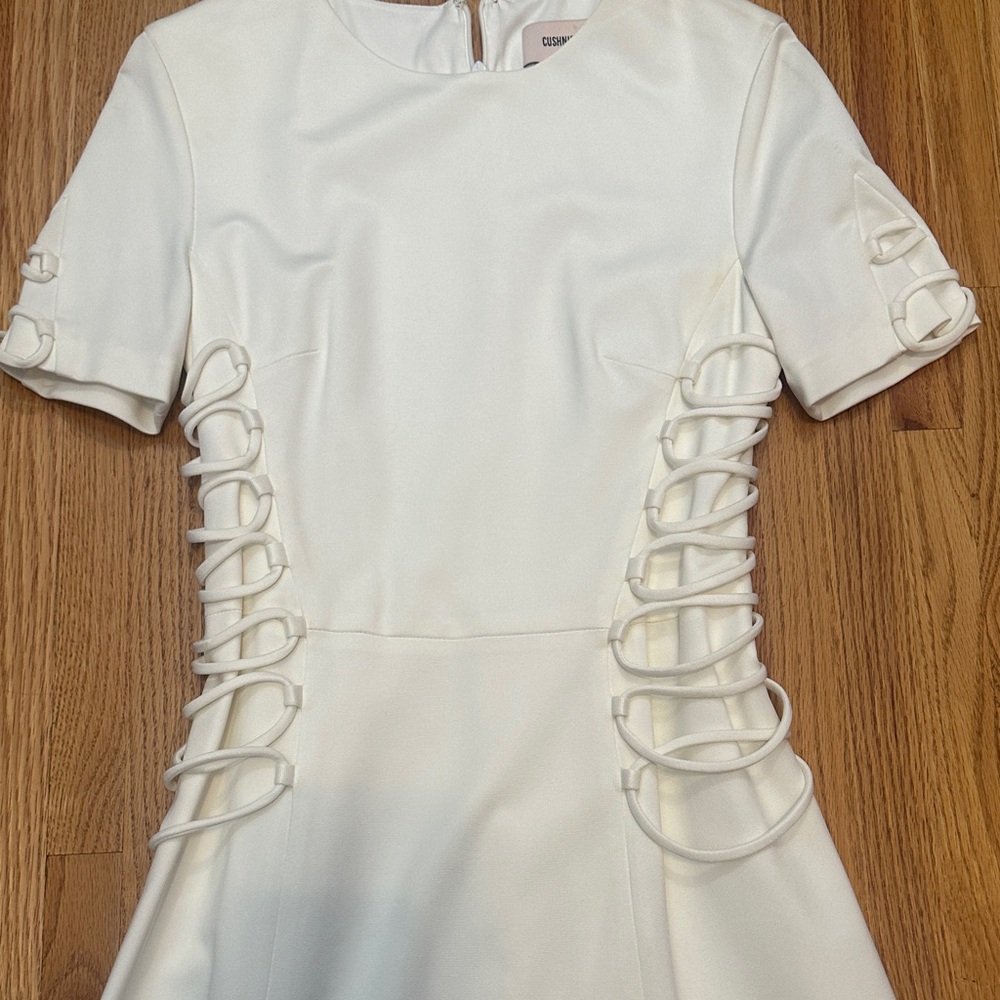 Cushnie Et Ochs Elegant White Dress with Side Lace-Up Detail - Picture 5 of 7
